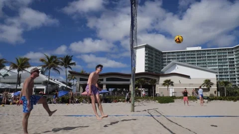 Guys Playing Volleyball Stock Footage 200844248