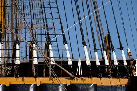 Guys on the sailing ship Stock Photos