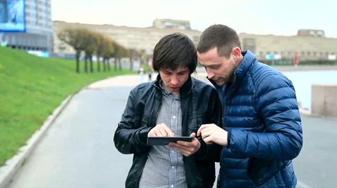 The guys with the tablet Stock Footage 50297215