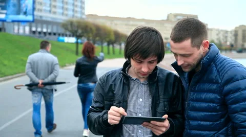 The guys with the tablet Stock Footage 50297274