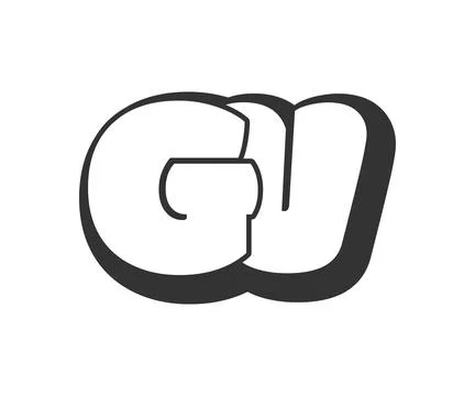 GV logo, bubble comic lettering, rounded in graffiti style black and white .. Stockillustratie