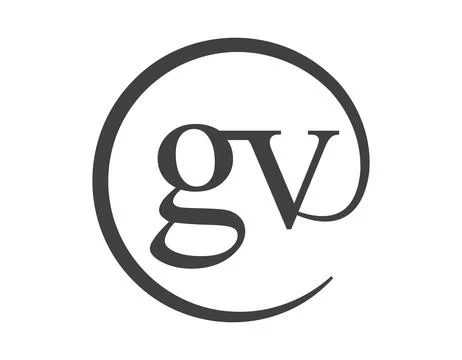 GV logo from two letter with circle shape email sign style. G and V round l.. Illustrazione stock