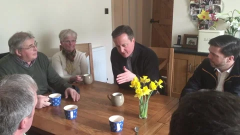 GVs as David Cameron visits lamb and beef farm in Wales Stock Footage 149156459