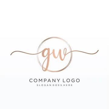 GW Initial handwriting logo design Stock Illustration