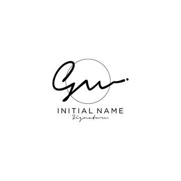 GW Initial handwriting logo design Stock Illustration