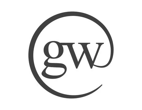 GW logo from two letter with circle shape email sign style. G and W round l.. Stock Illustration