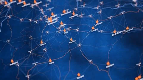 Gwalior map big data visualization. Futuristic map infographic of city in India Stock Illustration