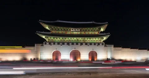 Gwanghwamun gate at night Stock-Footage 83293750