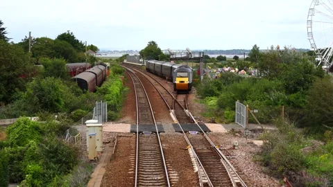 GWR British Rail Class 43 (HST) leaving Dawlish Warren station in the UK Stock Footage 285613433