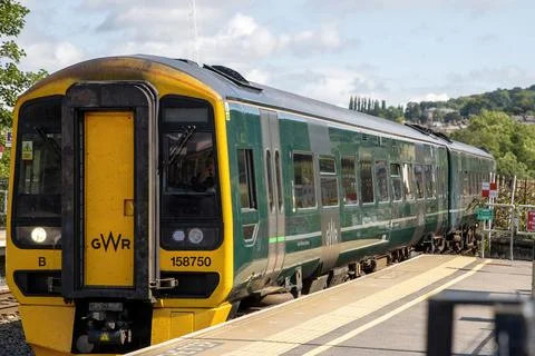 A GWR Class 158 "Express Sprinter" at Bath Spa. Stock Photos