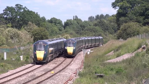 GWR Class 800 IEPs Passing Stock Footage 111201067