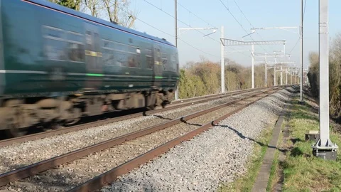GWR train on track Stock Footage 103549691