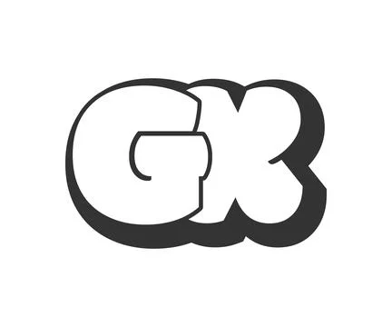 GX logo, bubble comic lettering, rounded in graffiti style black and white .. Stock Illustration