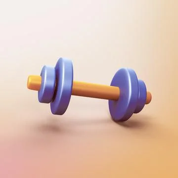 Gym barbell - stylized 3d CGI icon object Stock Illustration