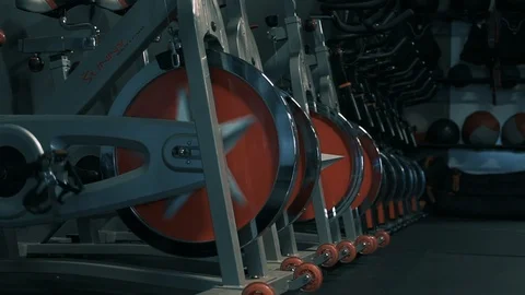 Gym Bikes Slow Motion Stock Footage 91301976