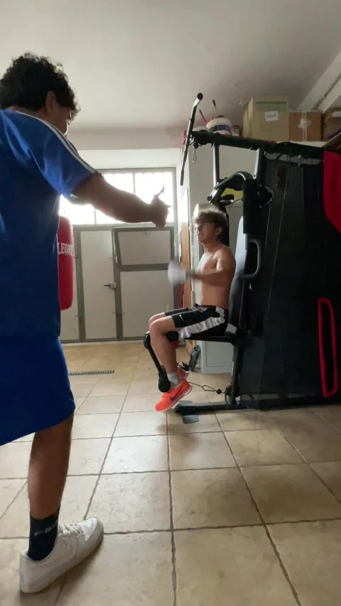 Gym Bro Puts a Bit Too Much Weight on the Machine, Campomaggiore, Basilicata, It Stock Footage 231146111