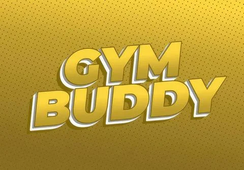 Gym buddy 3d text with yellow background and dotted pattern Stock Illustration
