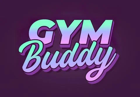 Gym buddy text logo with vibrant purple and blue colors Stock-Illustration