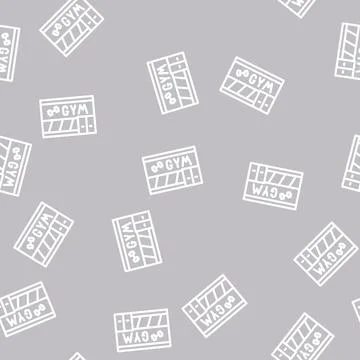 Gym building line vector seamless pattern Stock Illustration