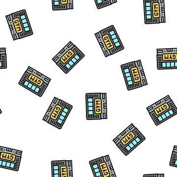 Gym building vector seamless pattern Stock Illustration