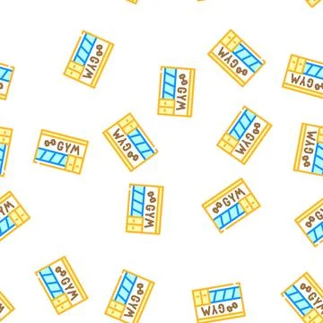 Gym building vector seamless pattern Stock Illustration