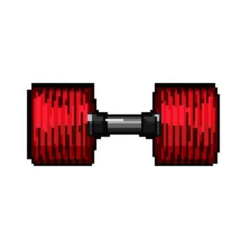 Gym dumbbell pixel art vector illustration color sign Stock Illustration