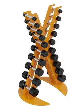 Gym Dumbbell rack in X shape, a stand for weightlifting gym equipment Stock Illustration