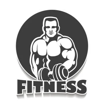 Gym Emblem with Bodybuilder Illustrazione stock