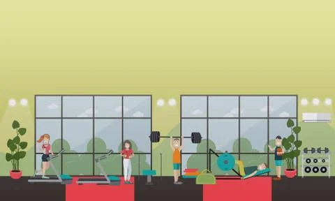 Gym equipment concept vector flat illustration Stock Illustration