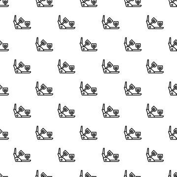 Gym equipment line art pattern seamless background Stock Illustration