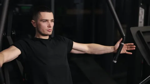 Gym equipment, Push-up variations, Targeted training Stock Footage 244810309