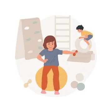 Gym exercise isolated cartoon vector illustration. Illustrazione stock
