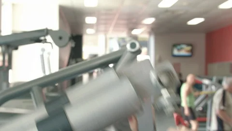 Gym Female machine pull down Stock Footage 87448066