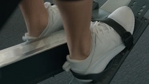 Gym Female rowing machine 3 Stock Footage 87448180