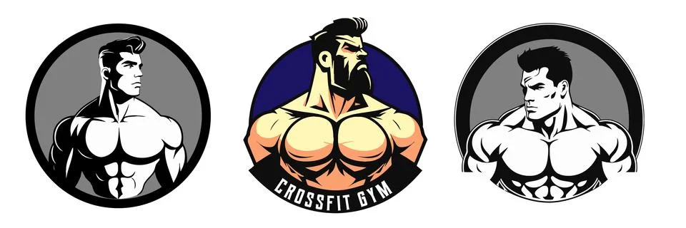 Gym fitness club logo design, bodybuilder, vector illustration Stock Illustration