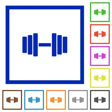 Gym flat framed icons Stock Illustration