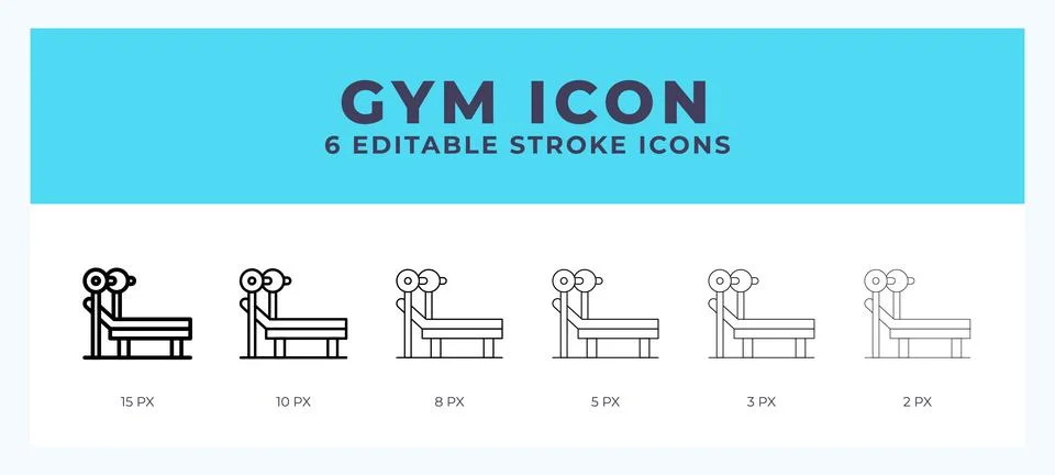 Gym icon with different stroke. Editable stroke. Vector illustration. Stock Illustration