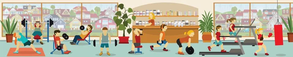 In the gym Stock Illustration