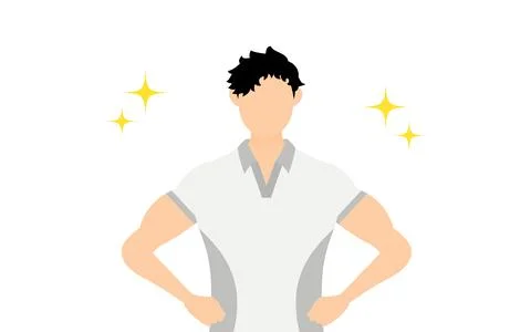 Gym instructor man pose, standing with hands on hips Stock Illustration