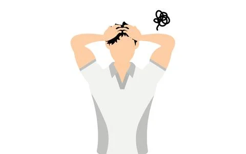 Gym instructor man posing, head in distress Stock Illustration