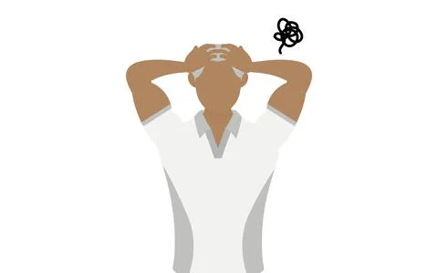 Gym instructor senior man posing, head in distress Stock Illustration