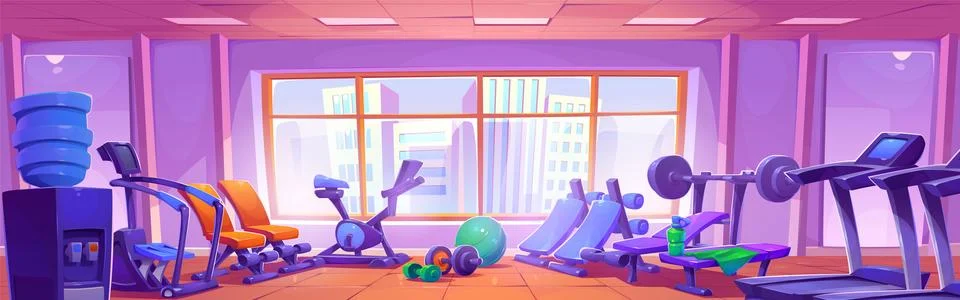 Gym interior with training equipment Stock Illustration