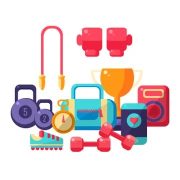 Gym Inventory Items Collection Stock Illustration