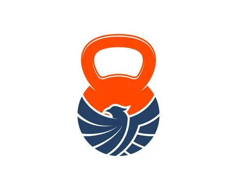 Gym kettle bell with abstract eagle inside Stock Illustration