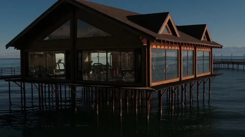 Gym with lake view Video stock 169611646