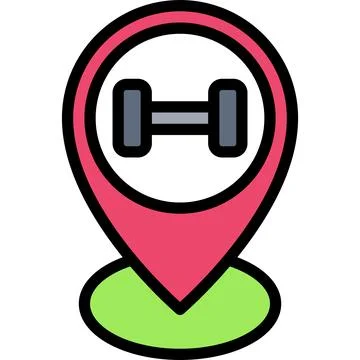 Gym location icon, location map and navigation vector Illustrazione stock