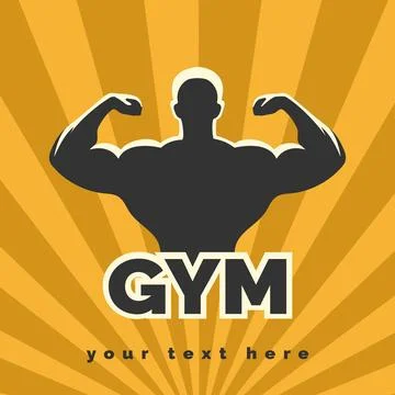 Gym Logo Presenting Posing Athletic Man Stock Illustration