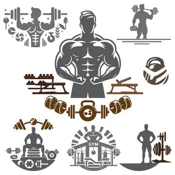 Gym logo silhouettes vector Stock Illustration