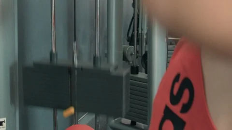 Gym Male Lat Pull down 2 Stock Footage 87489979