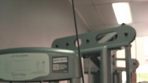 Gym Male Lat Pull down Stock Footage 87489997